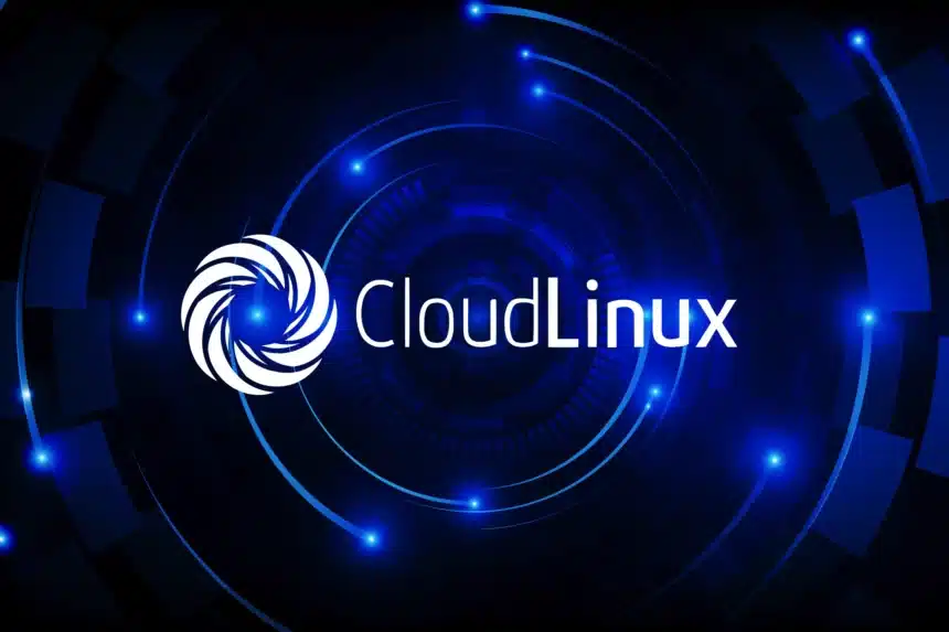 CloudLinux es un sistema operativo de hosting seguro y eficiente diseñado para aumentar la estabilidad y seguridad de los servidores web. Esta imagen muestra el logotipo de CloudLinux en un fondo azul vibrante.