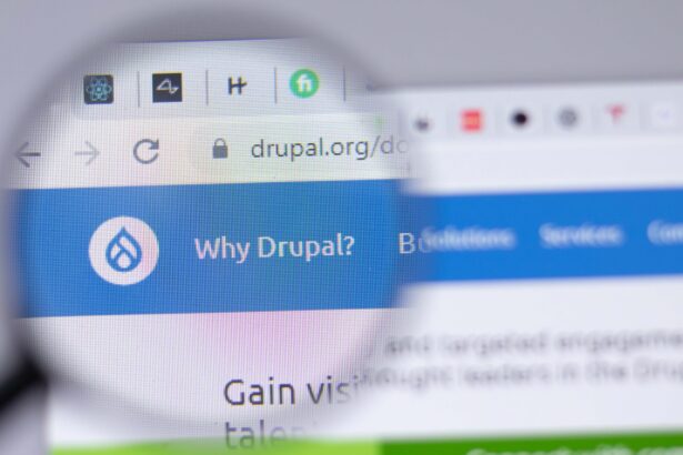Url del sitio Drupal enfocado en una lupa