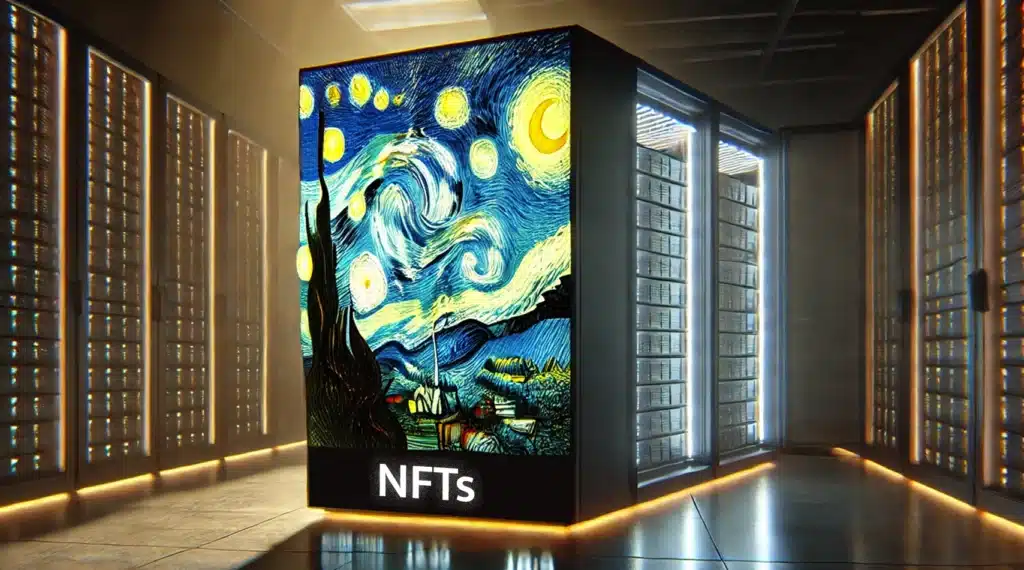 Representación de un NFT de una obra de Vincent van Gogh en un entorno de servidor digital