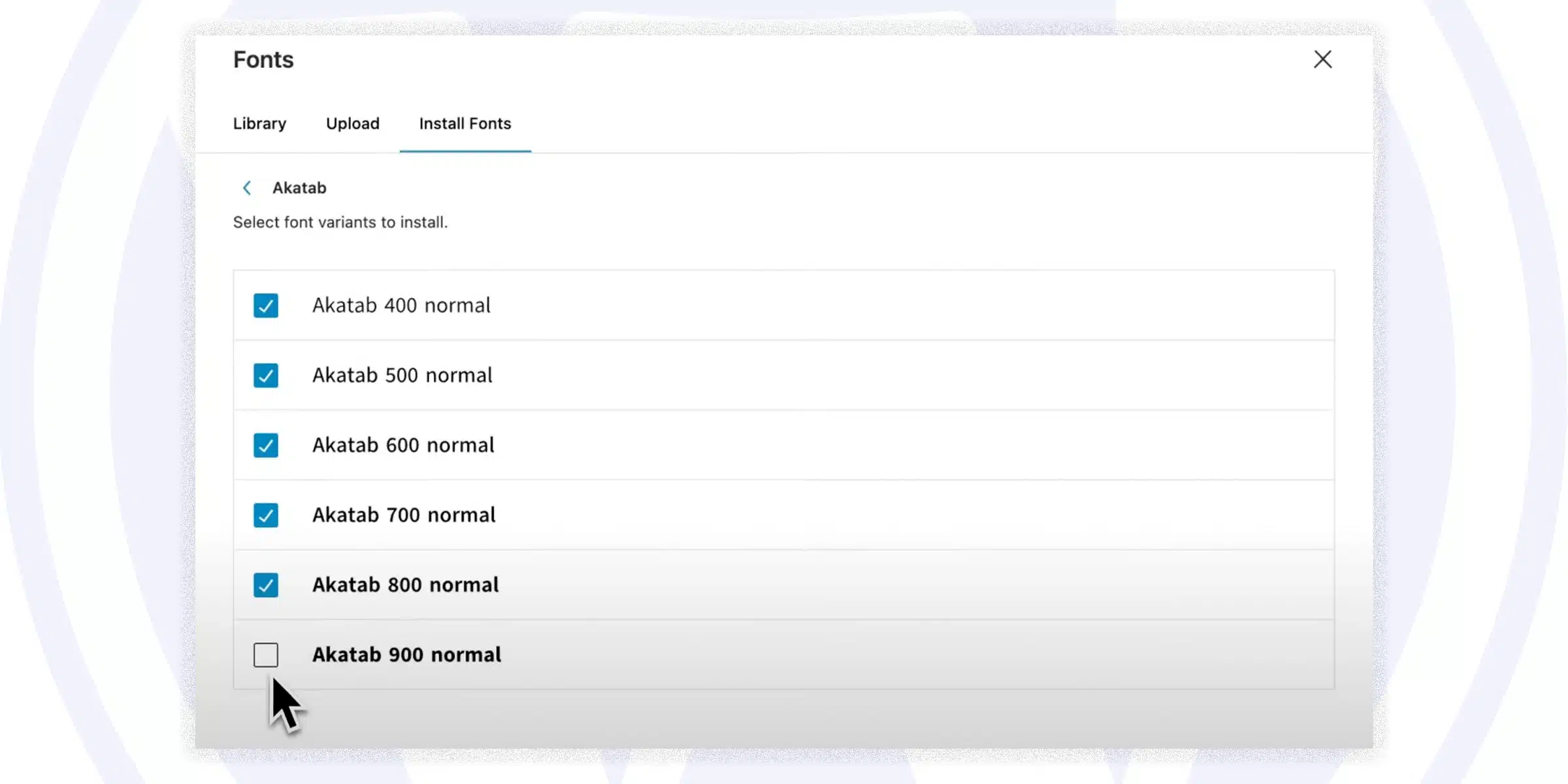 Interfaz de la nueva función de administración de fuentes en WordPress 6.5